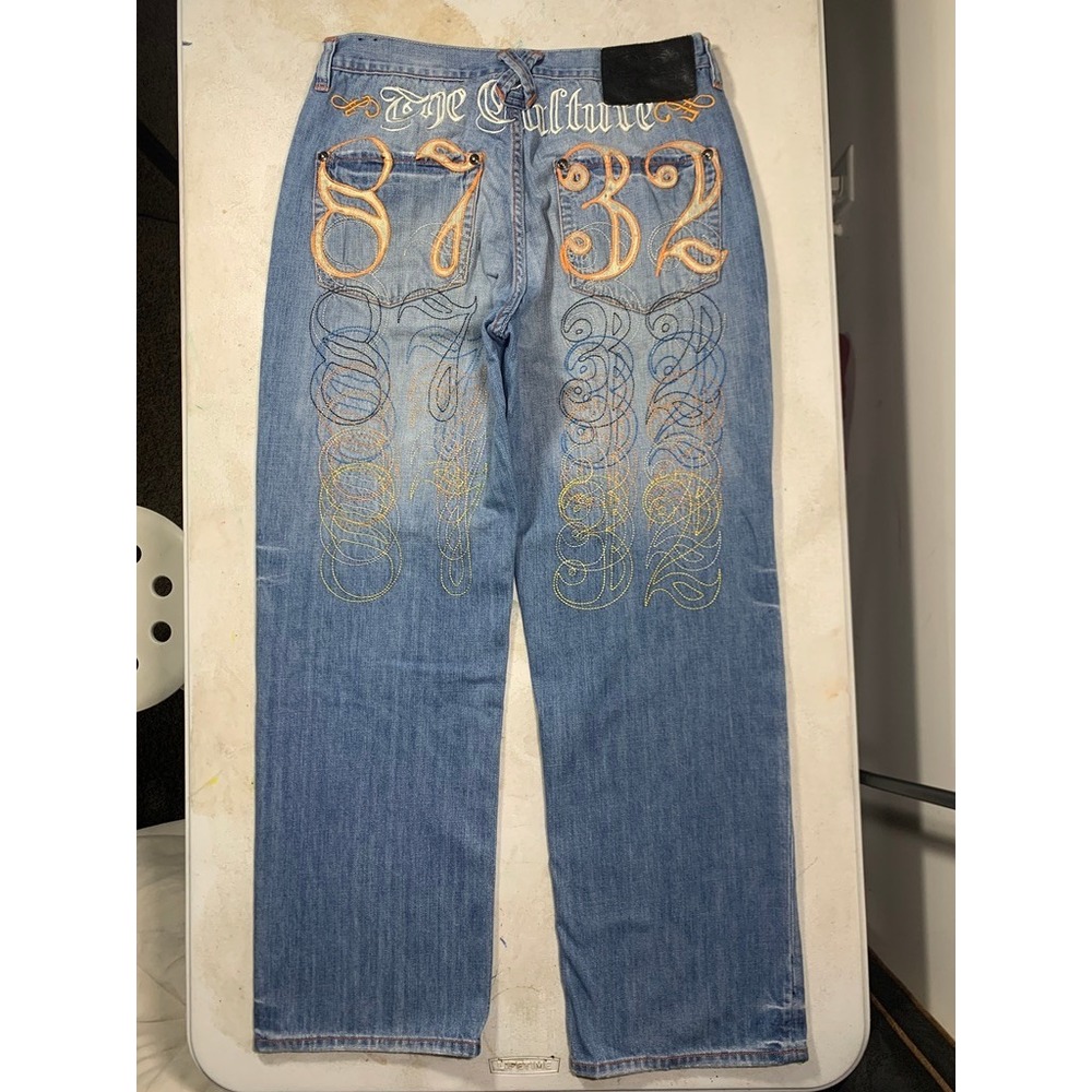 Vintage Y2K Eight 732 Denim Baggy Wide Leg Skate Jeans 8732 Embroidered - 36x32